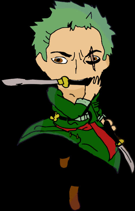 Chibi_ Zoro_ One_ Piece_ Anime_ Character PNG image
