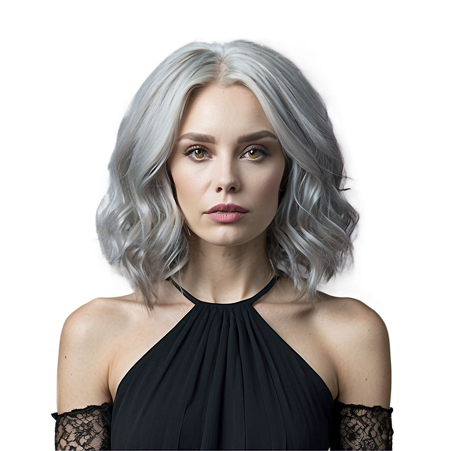 Chic Grey Hair Fashion Png 06282024 PNG image