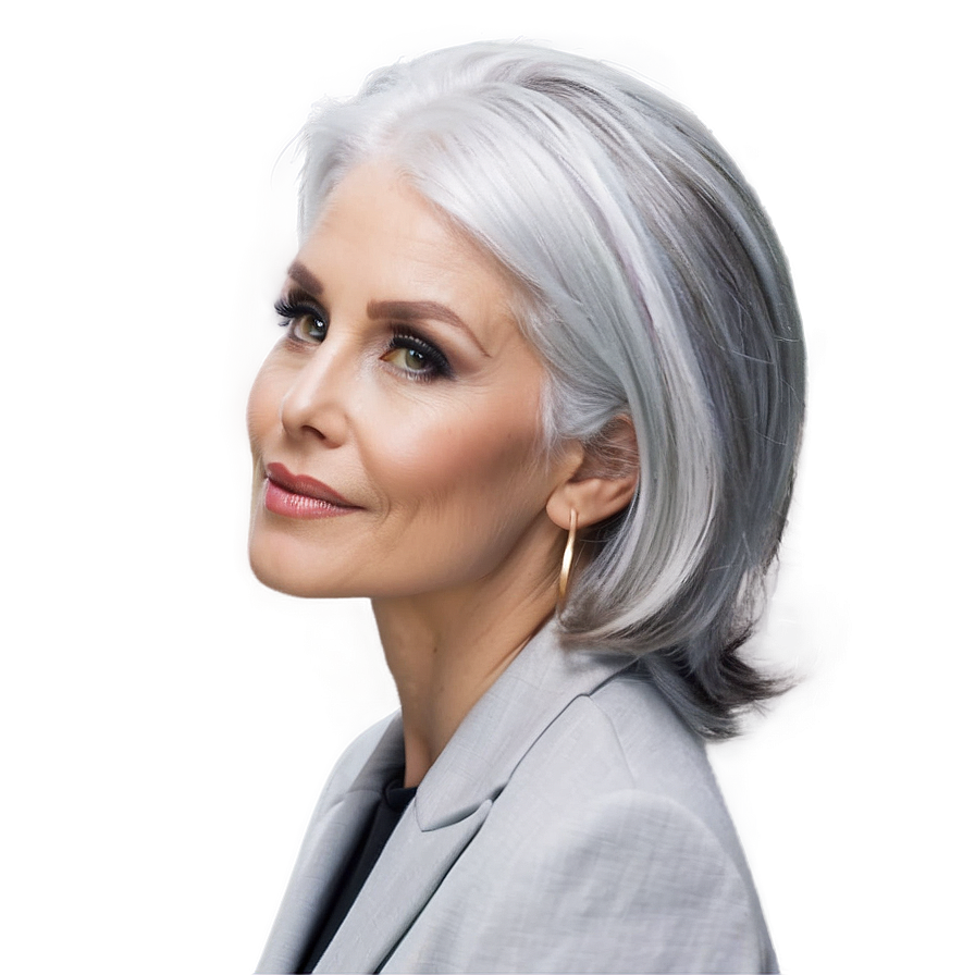 Chic Grey Hair Fashion Png 27 PNG image