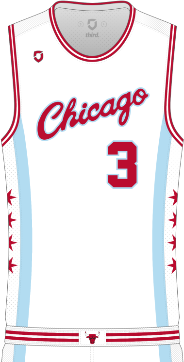 Chicago Bulls Number3 Jersey Design PNG image