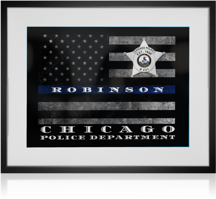 Chicago Police Department Thin Blue Line Flag Art PNG image