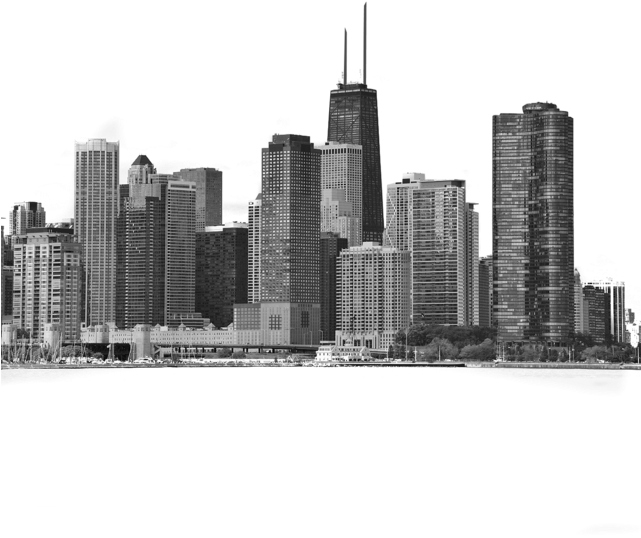 Chicago Skyline Monochrome PNG image