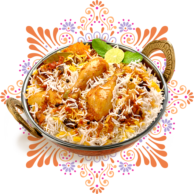 Chicken Biryani Dish Floral Background.png PNG image