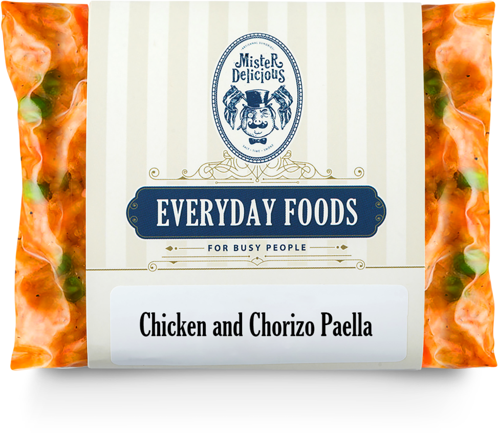 Chickenand Chorizo Paella Packaging PNG image