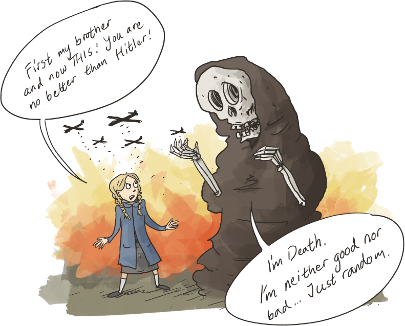 Child Confronts Death Illustration PNG image