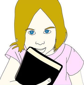 Child Reading Book Illustration PNG image