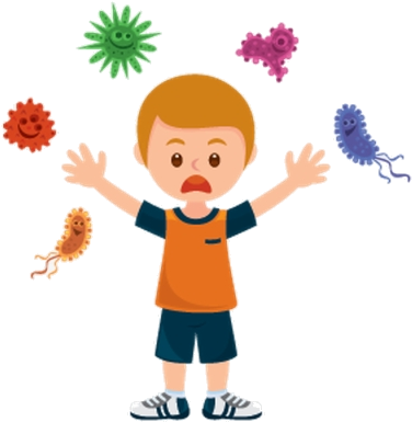Child Surrounded By Germs Illustration PNG image