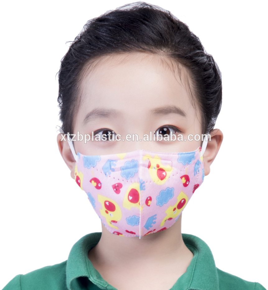 Child Wearing Colorful Printed Surgical Mask PNG image