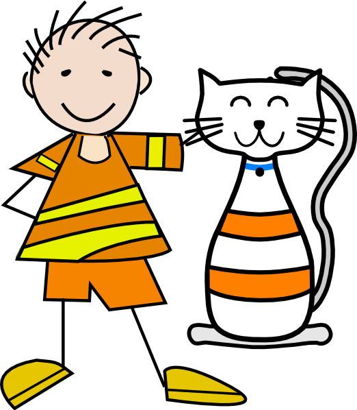 Childand Calico Cat Cartoon PNG image