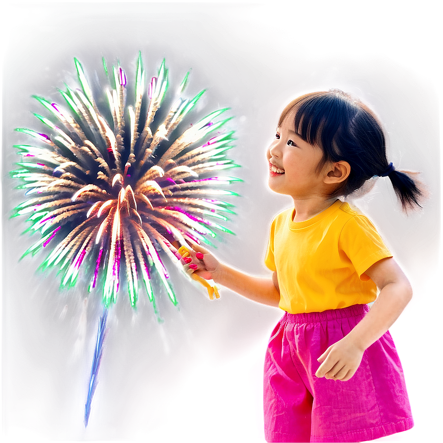 Children And Fireworks Png Mhj PNG image