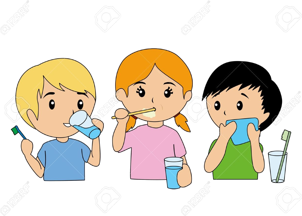 Children Dental Hygiene Routine PNG image