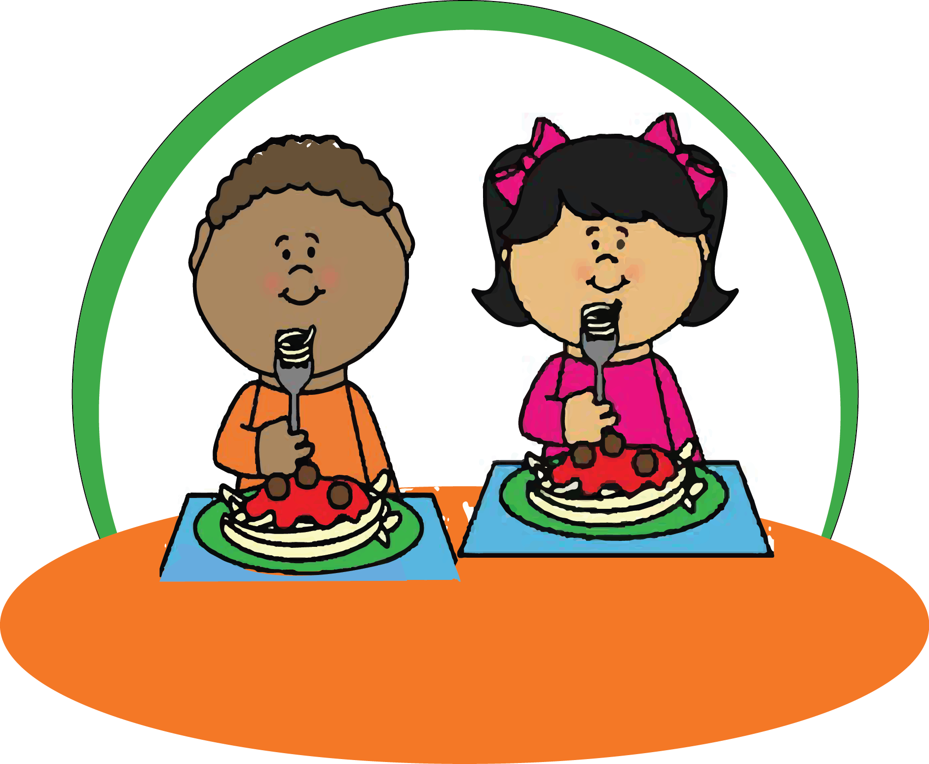 Children Enjoying Dessert PNG image