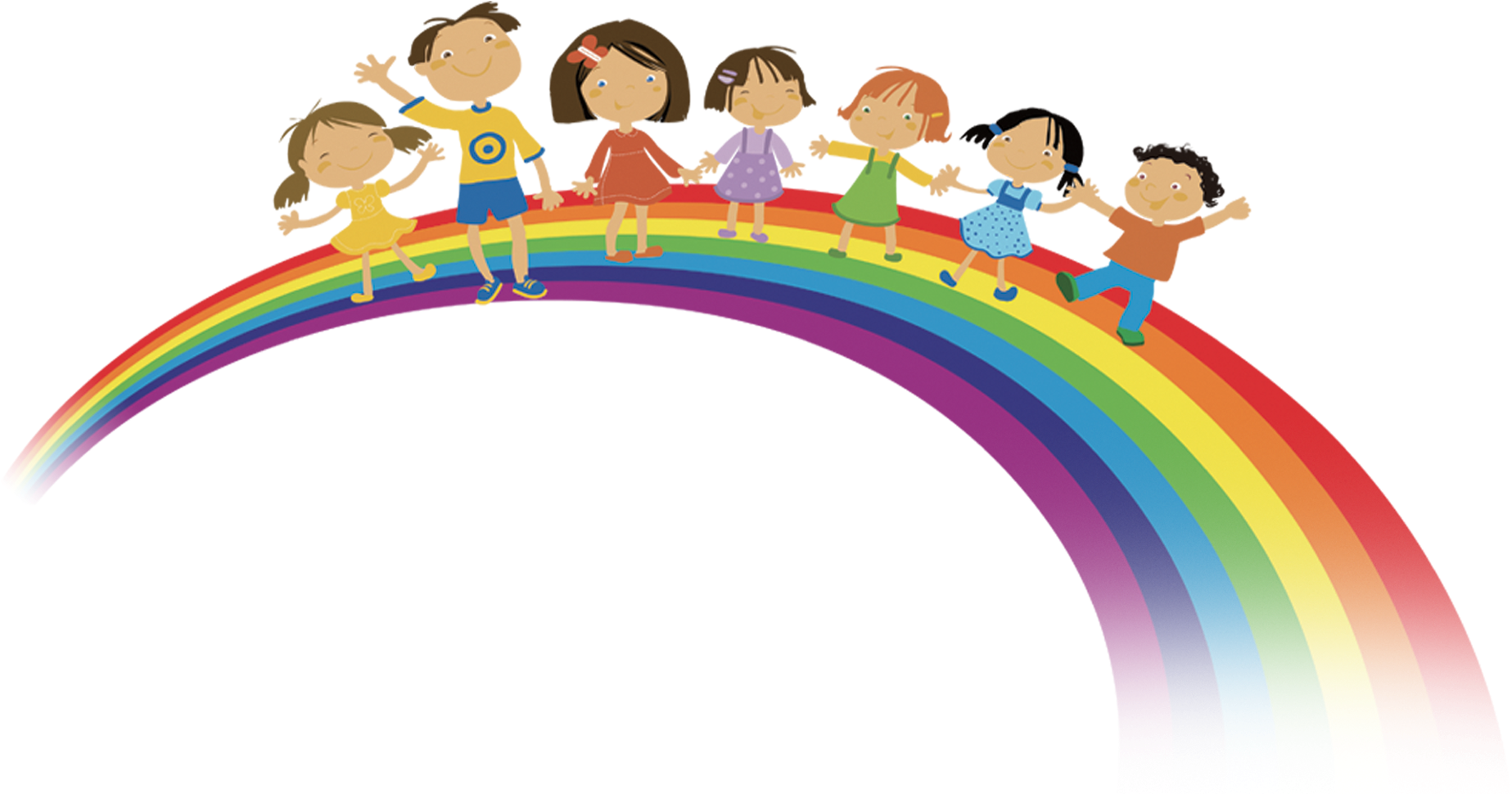 Children_on_ Rainbow_ Bridge_ Illustration PNG image