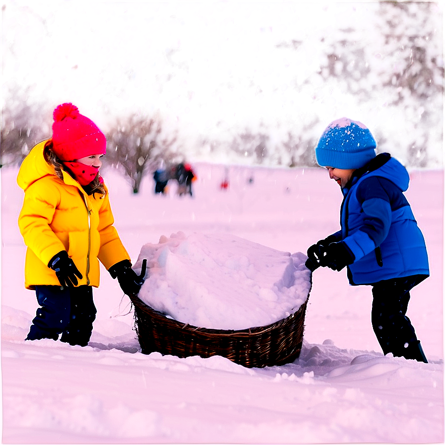 Children Playing In Snowfall Png Usg20 PNG image