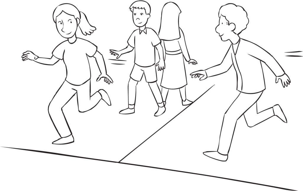 Children Playing Tag Line Art PNG image