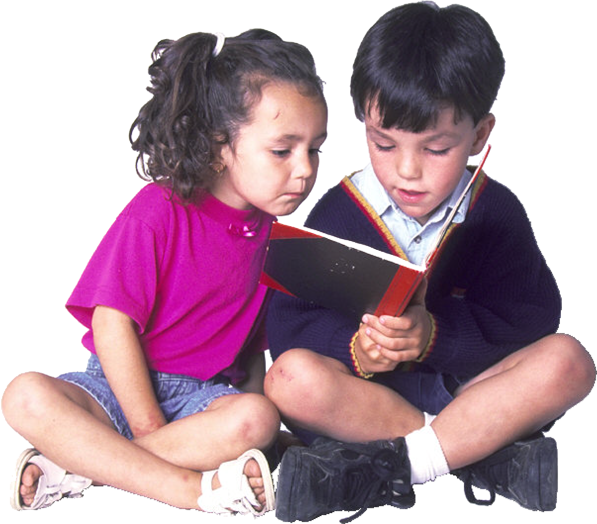 Children Reading Book Together PNG image