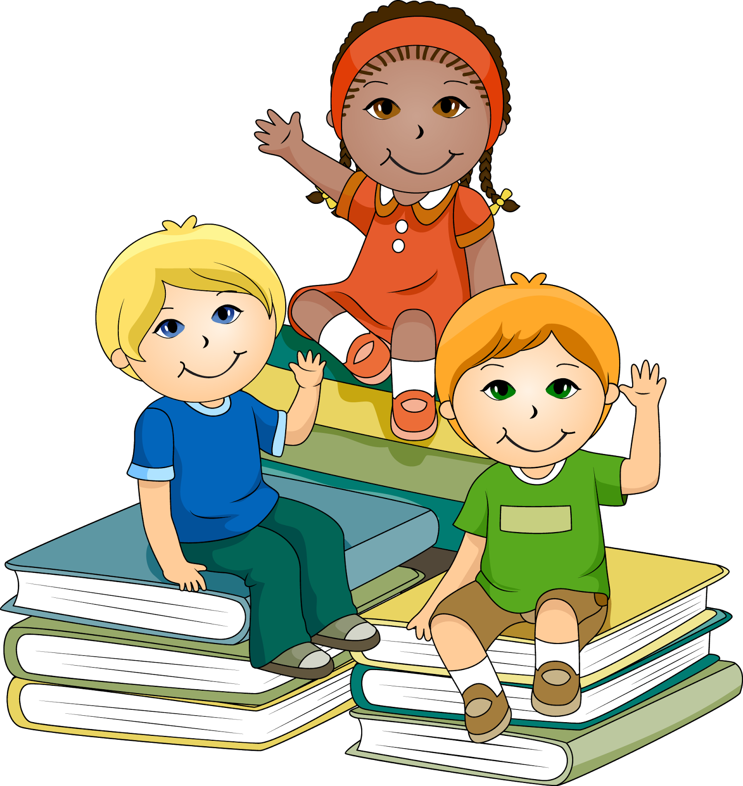 Children Sittingon Stackof Books PNG image