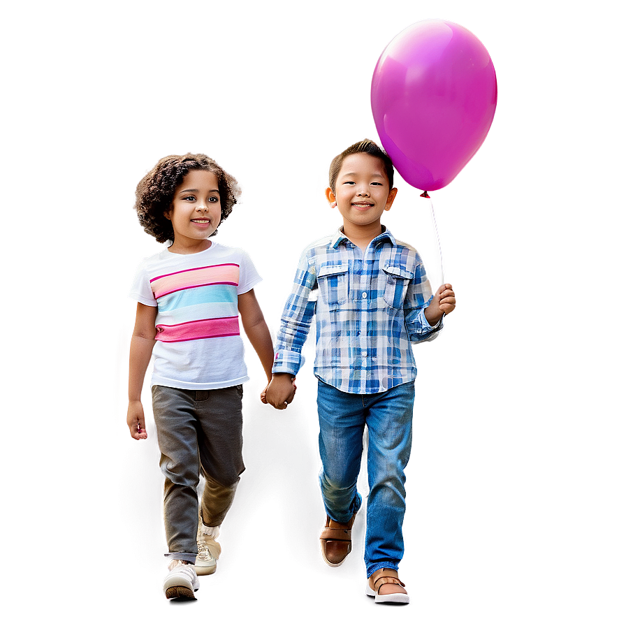 Children With Balloons Png Dlq PNG image