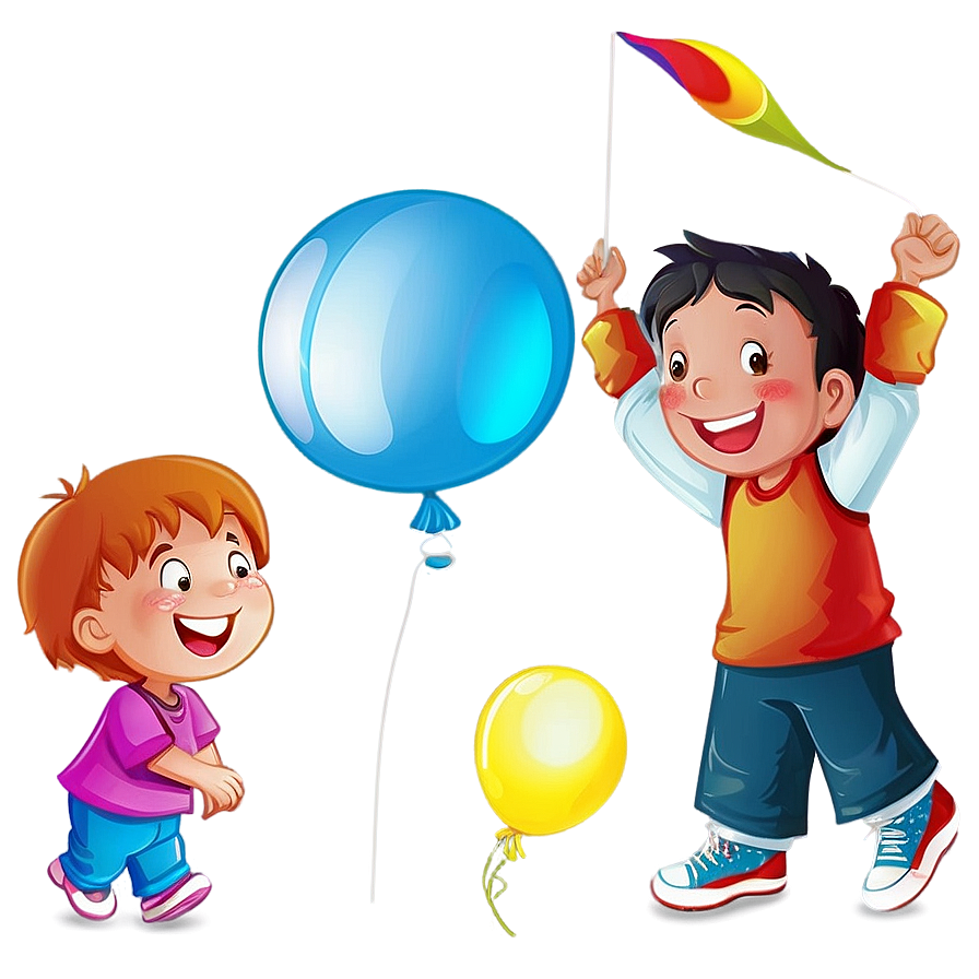 Children With Balloons Png Stn PNG image