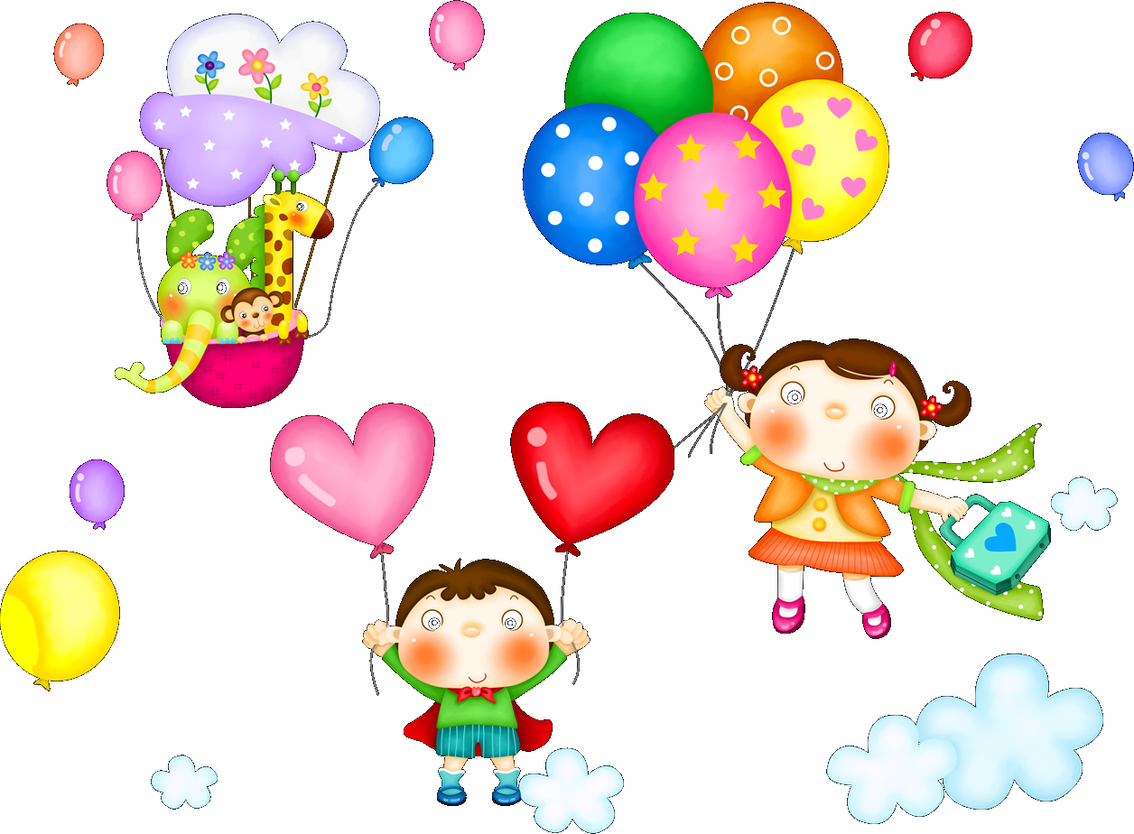 Childrens Day Celebration Balloonsand Cartoon Kids PNG image