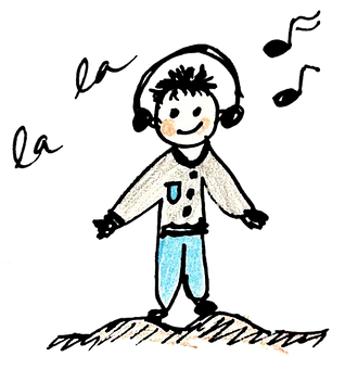 Childs Drawing Listeningto Music PNG image