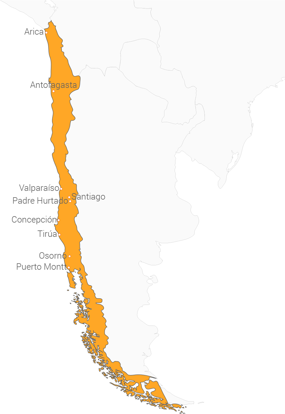 Chile Map Highlighted Regions PNG image