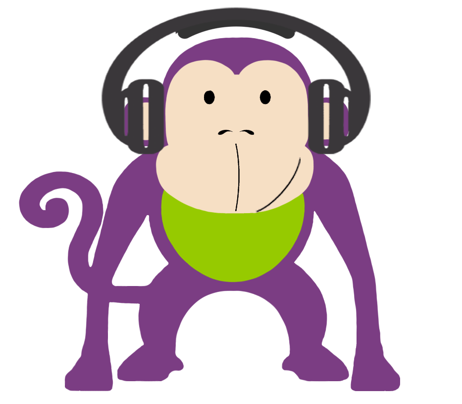Chimpanzee_with_ Headphones_ Vector PNG image