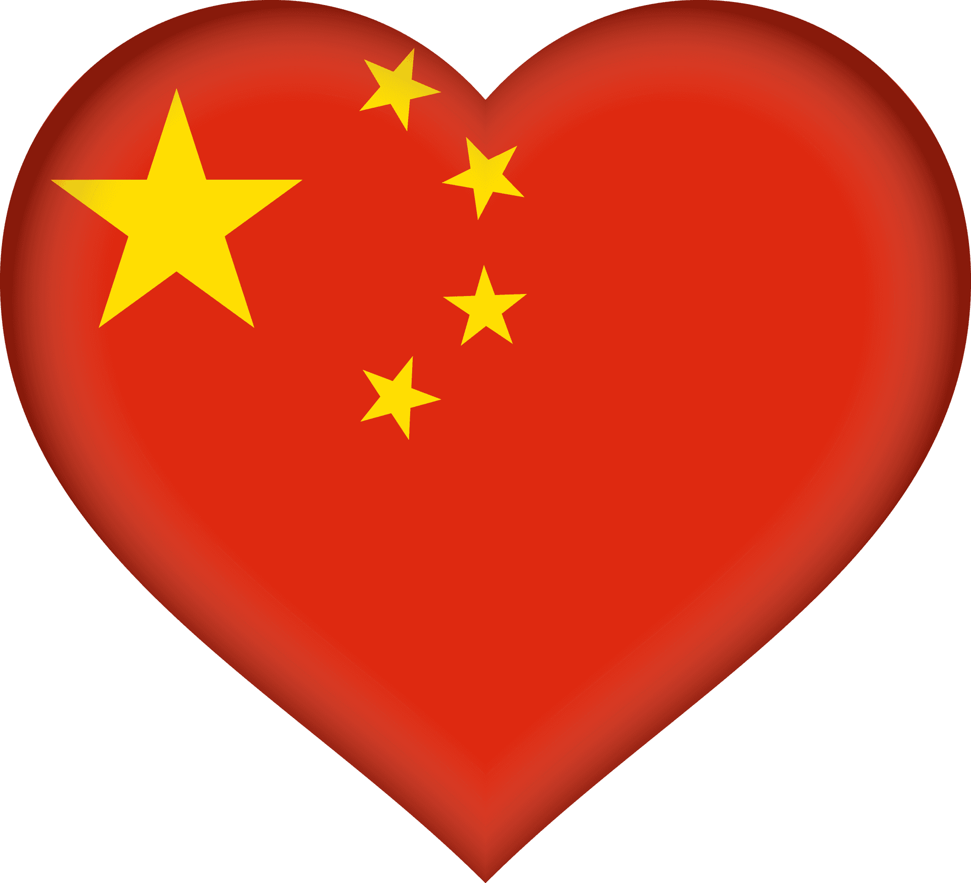 China Flag Heart Shape PNG image