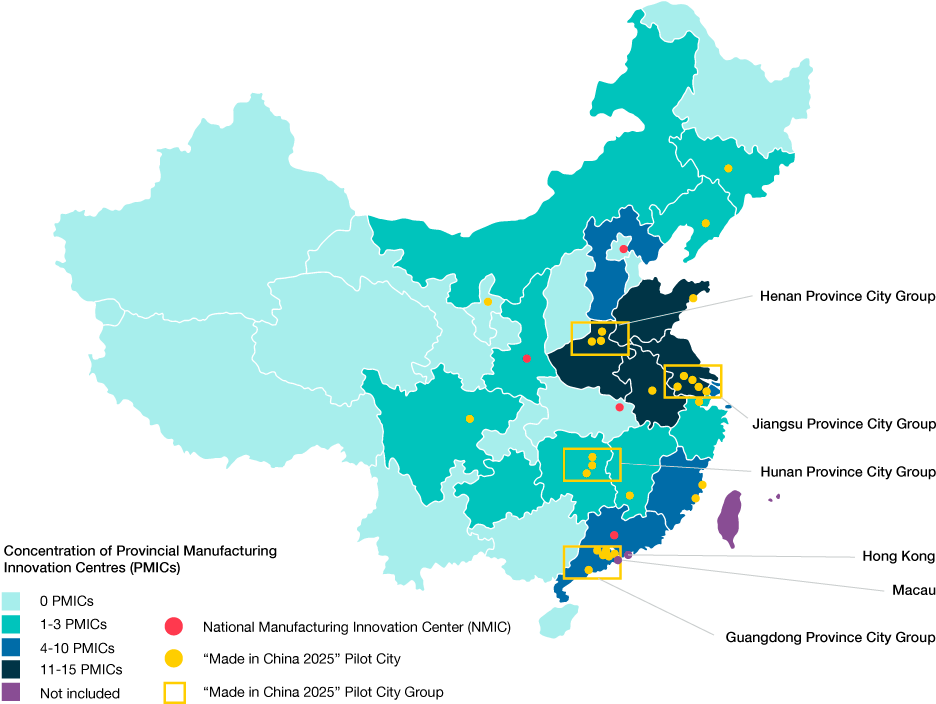 China Manufacturing Innovation Centers Map PNG image