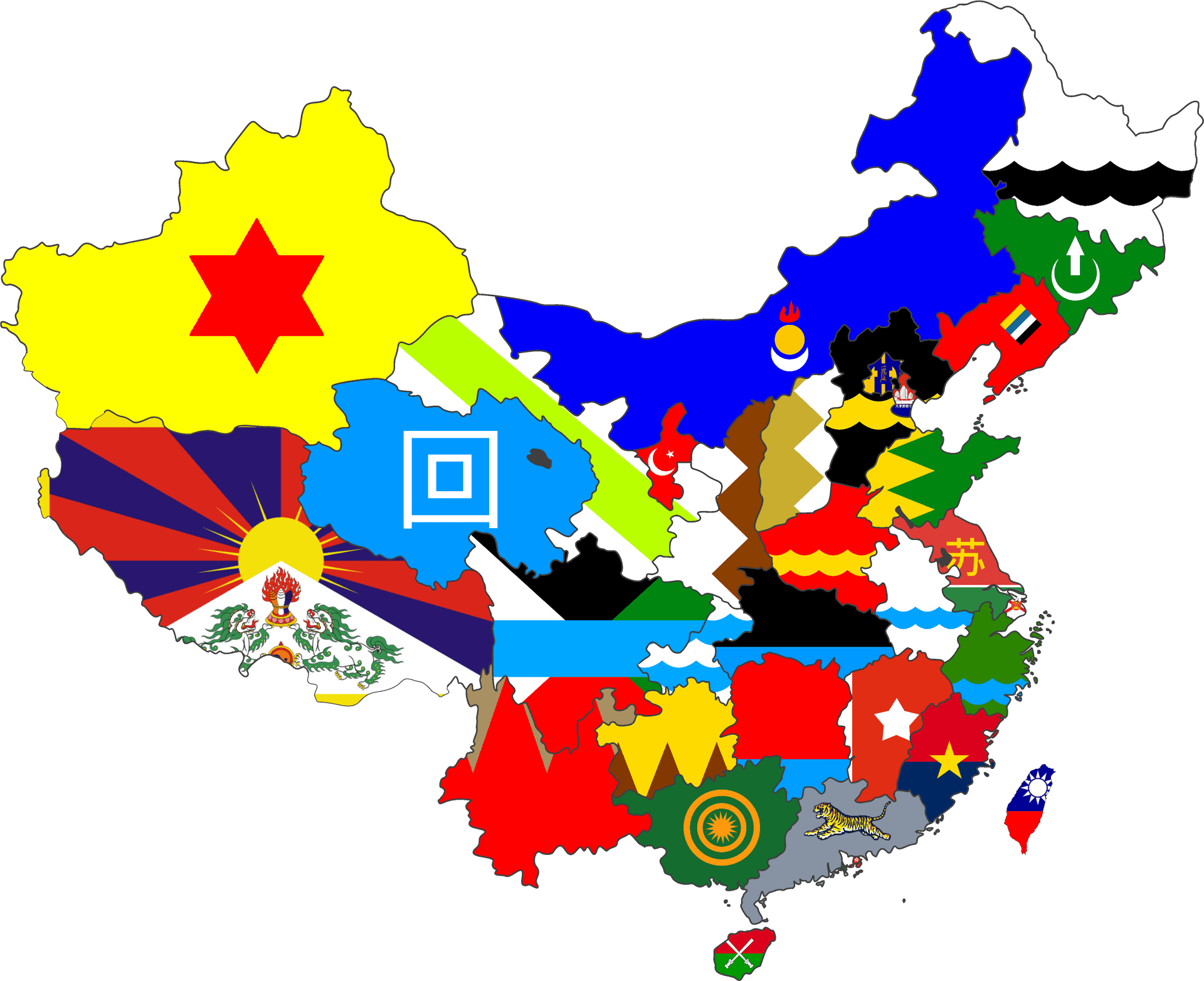 China Mapwith Flags Representation PNG image