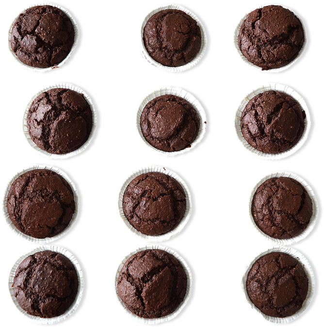 Chocolate Brownie Muffins Top View PNG image