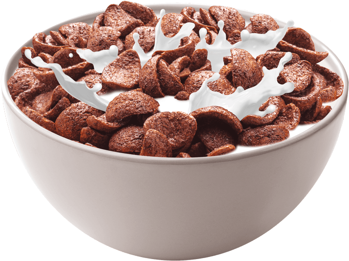Chocolate Cereal With Milk Splash PNG image