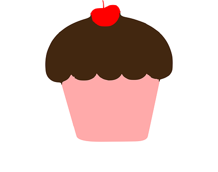 Chocolate Cherry Cupcake Illustration PNG image