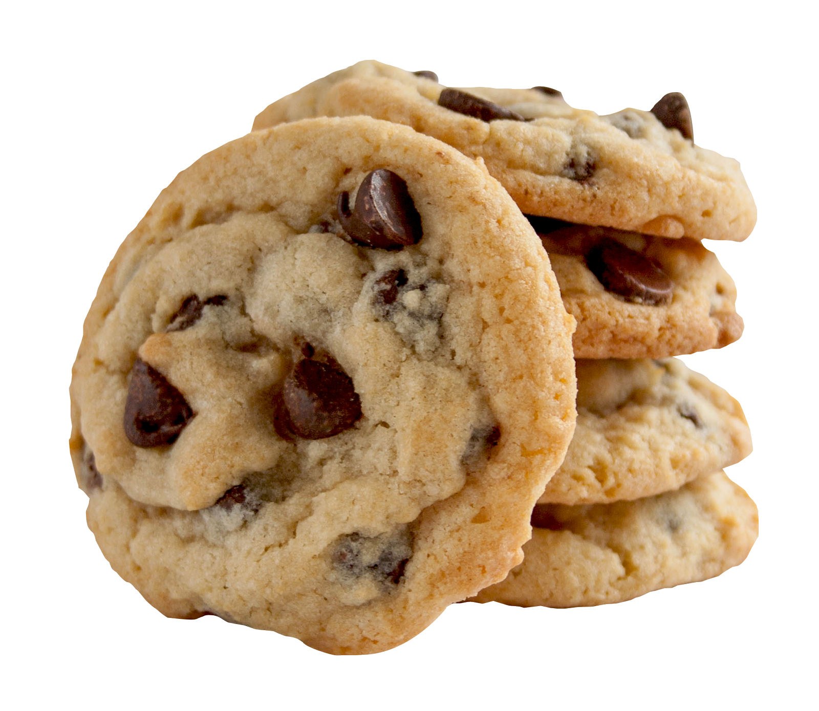 Chocolate Chip Cookies Stacked PNG image