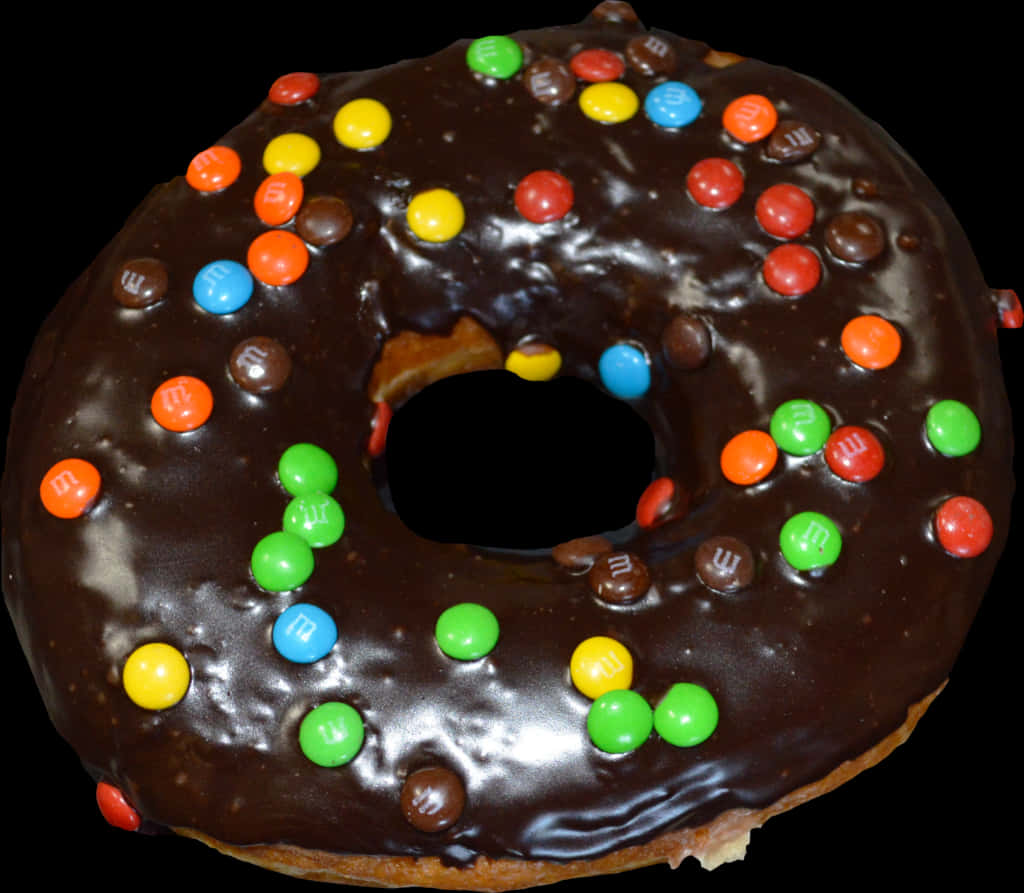 Chocolate Covered Donutwith Candies PNG image