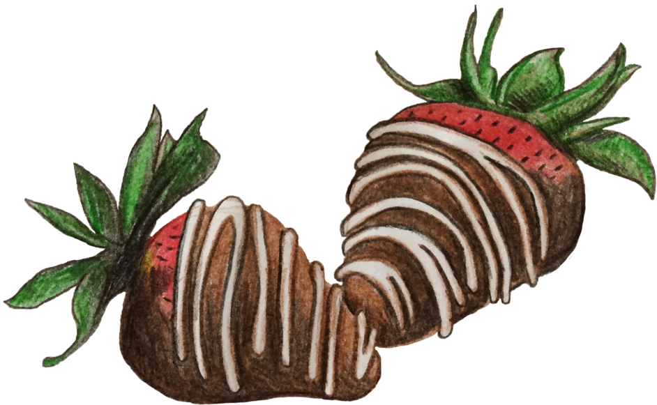 Chocolate Drizzled Strawberries Illustration PNG image