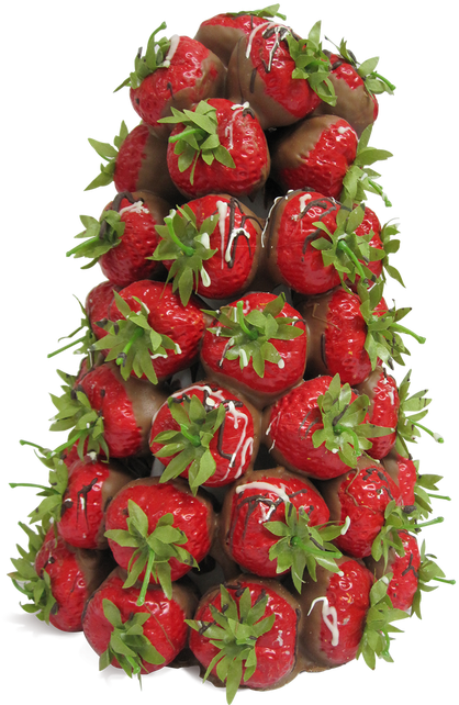 Chocolate Drizzled Strawberries Tower.png PNG image