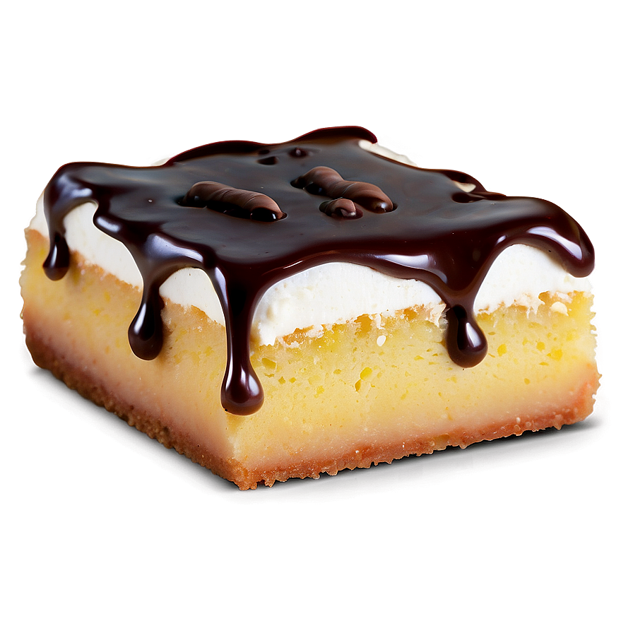 Chocolate Drizzled Twinkie Slice PNG image