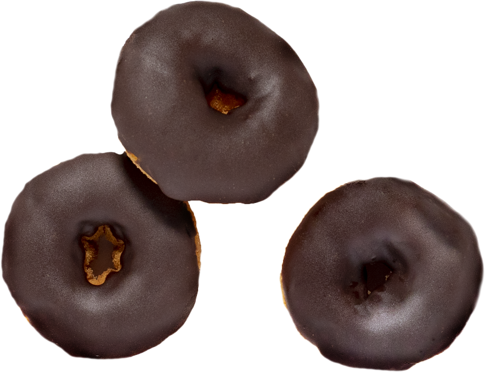 Chocolate Glazed Doughnuts Top View PNG image