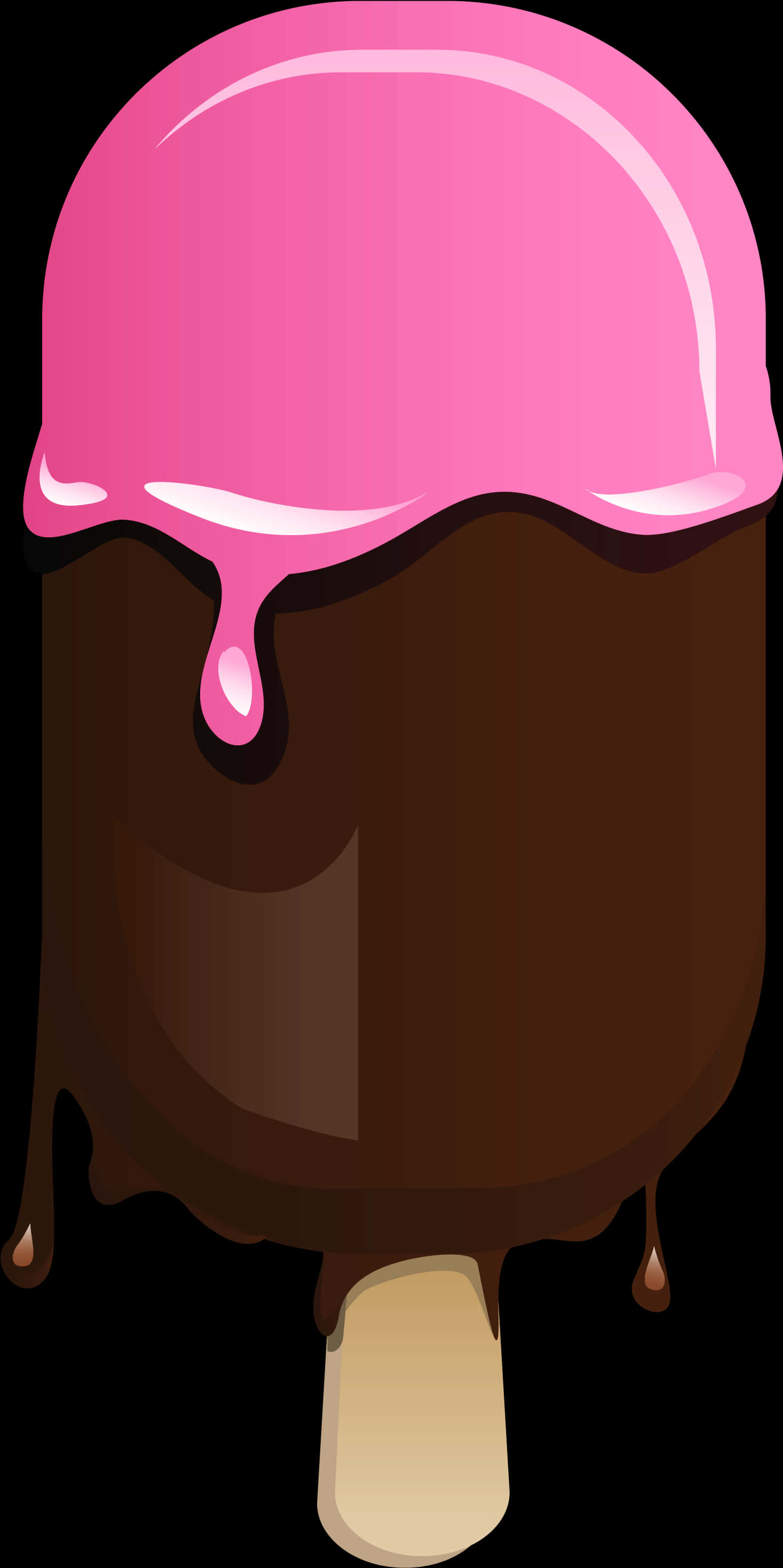 Chocolate Ice Cream Barwith Pink Topping Clipart PNG image