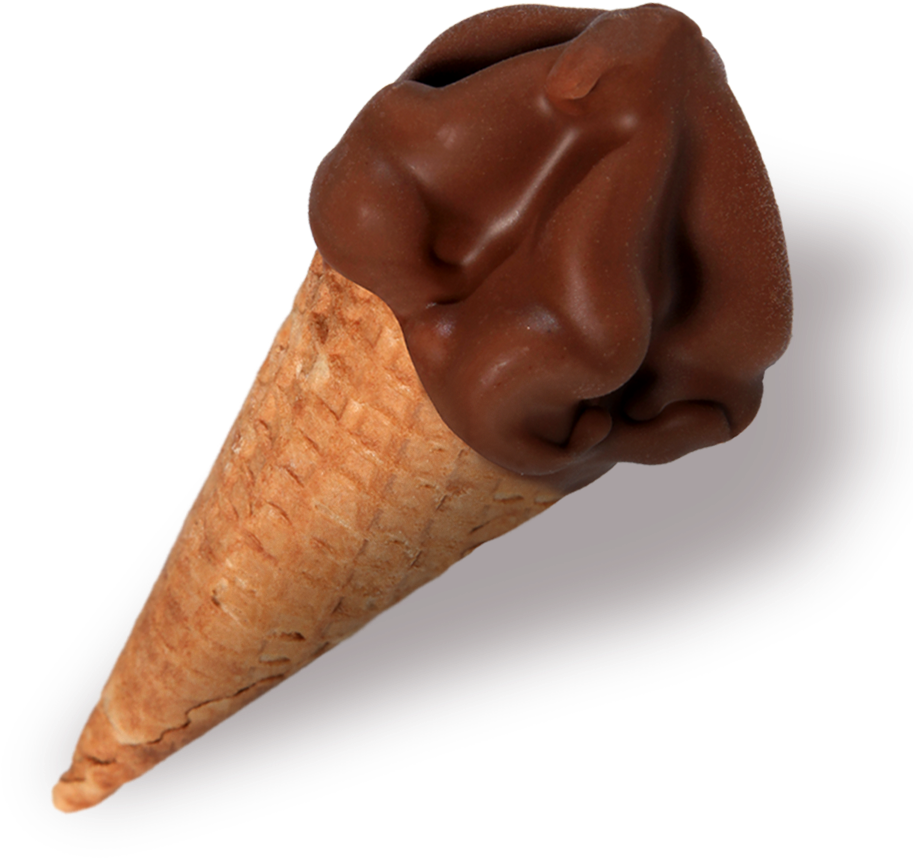 Chocolate Ice Cream Cone Melting PNG image