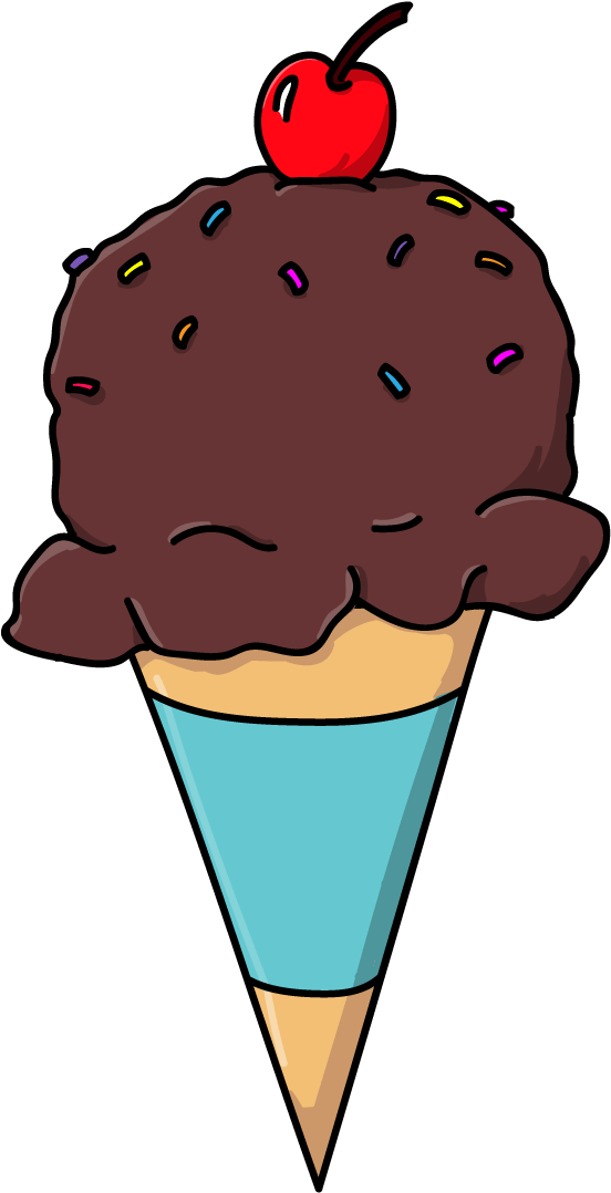 Chocolate Ice Cream Cone With Cherry Top.png PNG image