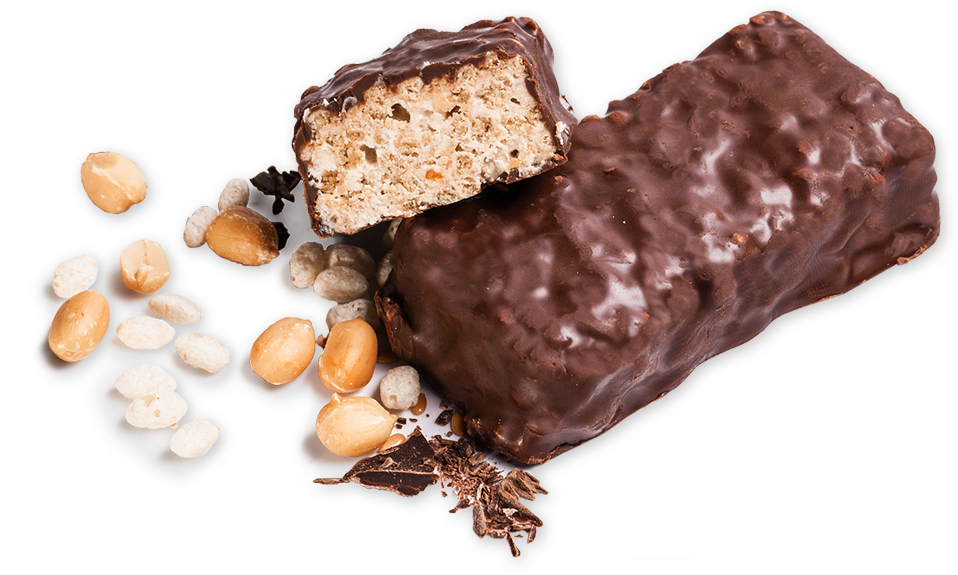 Chocolate Protein Barwith Nutsand Puffed Rice PNG image