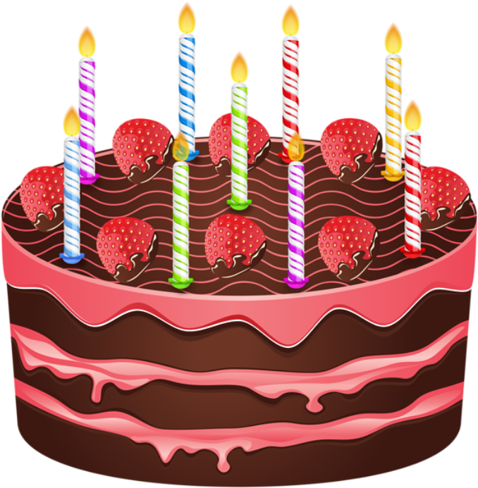 Chocolate Strawberry Birthday Cakewith Candles PNG image