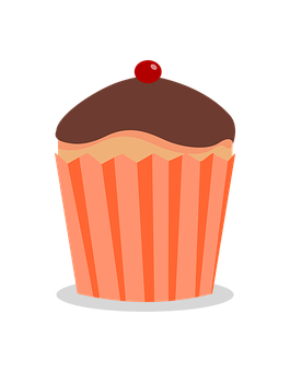 Chocolate Topped Cupcake Illustration PNG image