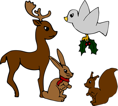 Christmas Animal Friends PNG image