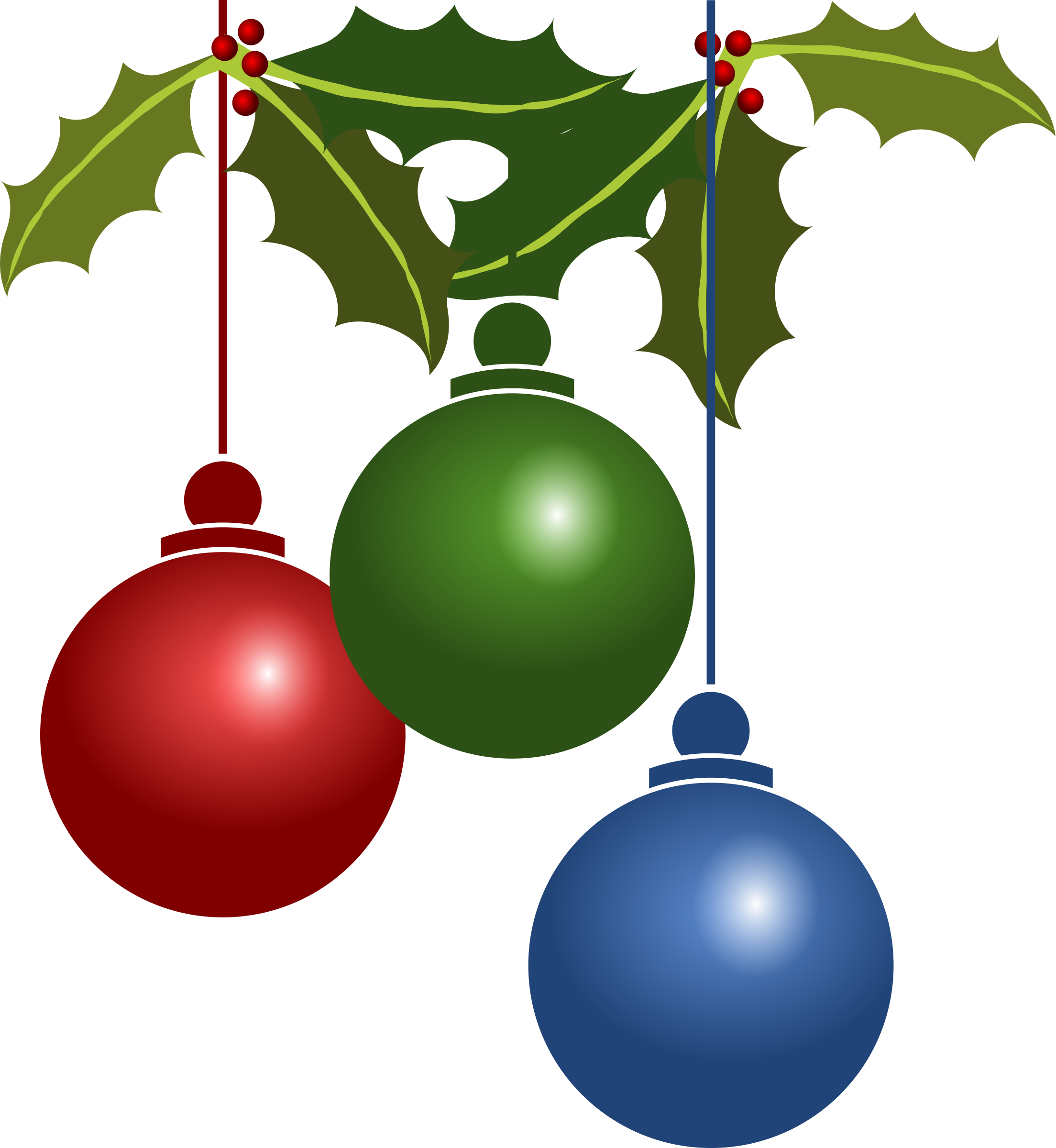 Christmas Baublesand Holly Clipart PNG image