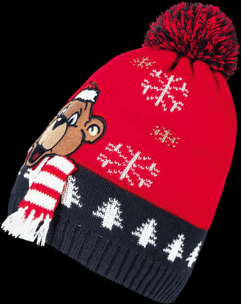 Christmas Beanie With Cartoon Character PNG image