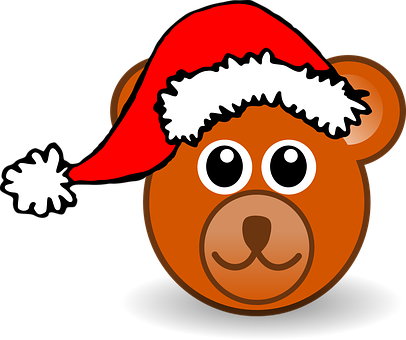 Christmas Bear Cartoon Santa Hat PNG image