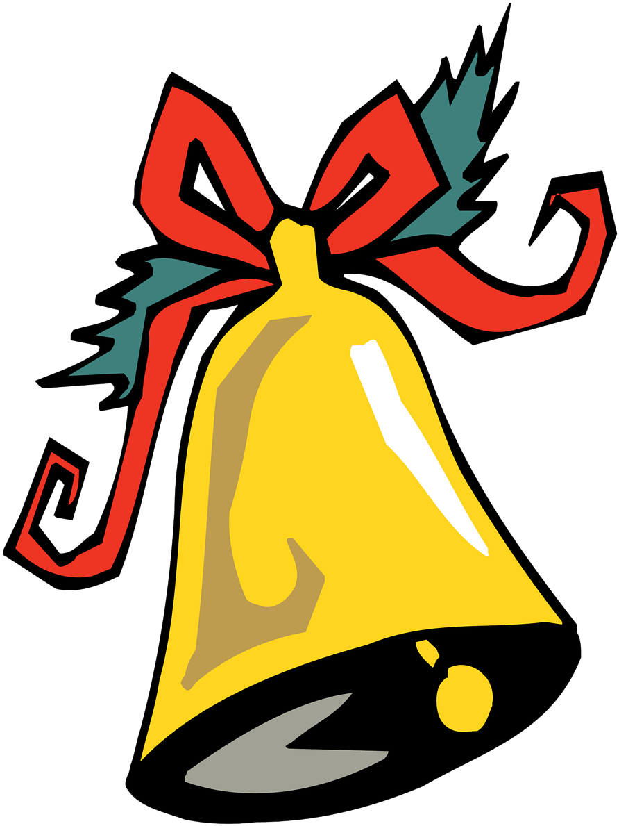 Christmas Bell With Red Ribbon Illustration PNG image